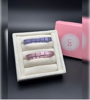 Soft Mor & Soft Pembe Charm Uyumlu Esnek Bileklik Seti , Esnek Charm Takılabilir Bileklik Seti , Sevgililer Günü Hediyesi (Mor-Pembe)