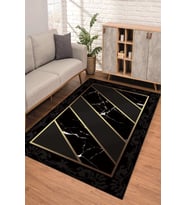 Dijital Kaymaz Taban Yıkanabilir Renkli Salon Halısı Mutfak Halısı Yolluk ND-SD-715 (Siyah)
