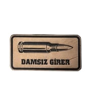 DAMSIZ GİRER - Deri PEÇ - Arma - Askeri Patch (Bej)