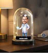 BK Gift Kişiye Özel Erkek Diş Hekimi Karikatürlü Led Işıklı Cam Fanus Biblo -2, Mesleki Hediye, Sevgiliye-Arkadaşa Hediye