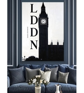 Londra Yazısı Minimalist Çizim Dekoratif Kanvas - Mdf Ahşap Tablo