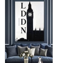 Londra Yazısı Minimalist Çizim Dekoratif Kanvas - Mdf Ahşap Tablo