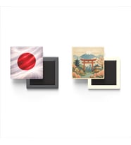 Buzdolap Magnetleri - Japonya Bayrağı ve Paper Cut Tema - 2'li Set Magneti