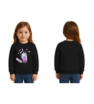 Unisex Kuromi Baskılı Çocuk Swaetshirt 3 İplik Şardonlu (Siyah)