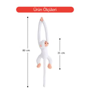 Atakids Sarılan Peluş Maymun Eğlenceli ve Sevimli Oyun Arkadaşı (Beyaz)