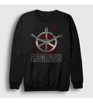 Presmono Unisex Siyah Heartwork Metal Carcass Sweatshirt 527339tt