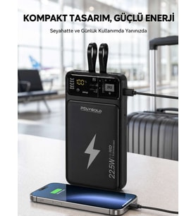Powerbank Dahili Ekranlı 10000 mAh Çift Kablolu Yeni Nesil