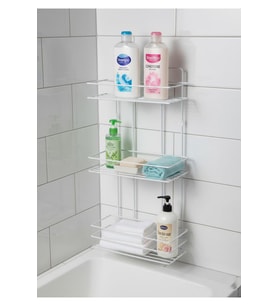 3 Katlı Banyo Rafı - Termo Plastik Kaplama Metal Şampuanlık