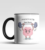 Kişiye Özel Psikiyatr Tasarımlı Siyah Kupa (Siyah - Beyaz)