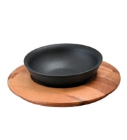 Lava Döküm Yuvarlak Çorba Kasesi ve Kayın Servis Ahşabı. Çap(Ø)14cm.