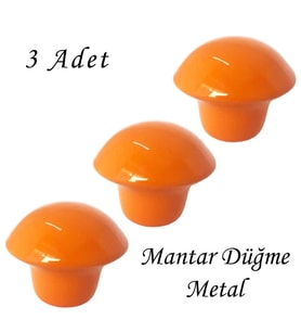 3 Adet Turuncu Mantar Düğme Kulp Çocuk Bebek Mobilya Çekmece Dolap Kapak Kulbu Metal Kulp Aksesuarları Vidalı