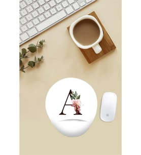 Çiçekli A Harfi Desenli Bilek Destekli Mouse Pad