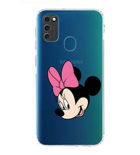 Samsung Galaxy M21  Kamera Korumalı Kapak Minnie Mouse Tasarımlı  Şeffaf  Kılıf