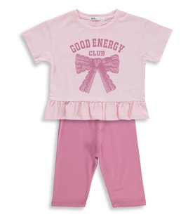 Civil Girls Good Energy Clup Baskılı 2-5 Yaş Takım - Pudra