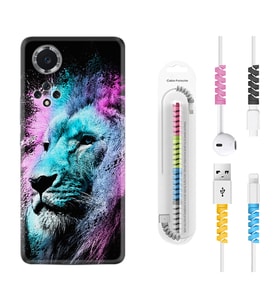 Huawei Nova Y70 Y90 Nova 9 SE  Kılıf Kablo Koruma Spiral Silikon Pink Blue Leon 1603