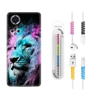 Huawei Nova Y70 Y90 Nova 9 SE  Kılıf Kablo Koruma Spiral Silikon Pink Blue Leon 1603