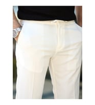 Rahat Şık Kolay Ütülenebilir Slim Fit Kumaş Jogger Pantolon (Ekru)