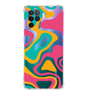 PrintiFy Oppo A94 Uyumlu Köşe Korumalı Renkli Desen Tasarımlı Şeffaf Silikon Kılıf
