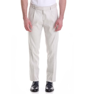 Hatemoğlu Bej Slim Fit Düz Yandan Cepli Keten Pantolon