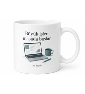 Masa Başında Çalışanlara Özel Kupa Bardak Ofis Hediye Baskılı Kupa