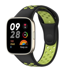 Xiaomi Redmi Watch 3 Spor Delikli Kordon (SAAT DEĞİLDİR) - Siyah-yeşil