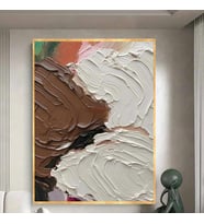 Tablolife Pastel Dalga 3D Yoğun Yağlı Boya Dokulu Tablo Gold Çerçeve