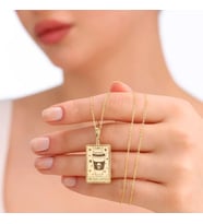 Kişiye Özel 925 Ayar Gümüş The Iced Coffee Tarot Kart Kolye (Gold)