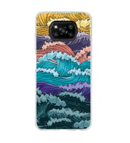 Poco X3 Pro / X3 NFC Uyumlu Renkli Deniz Dalgaları Tasarımlı Şeffaf Telefon Kılıfı