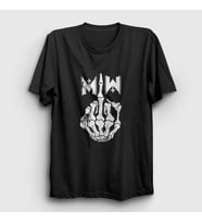 Presmono Unisex Siyah The Finger Motionless In White T-Shirt 166591tt