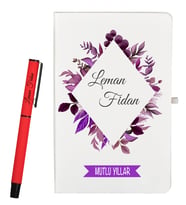 İş Arkadaşına Yeni Yıl Hediyesi Kişiye Özel Defter ve Roller Kalem Seti