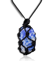 Sertifikalı Ayarlanabilir Makrome Doğal Lapis Lazuli Taşı Kolye (Çok Renkli)