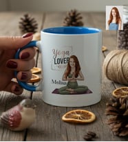 Kişiye Özel Karikatürlü Yoga Lover Motivasyon Kupa Bardak Doğum Günü Hediyesi