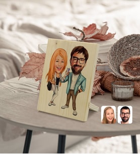 BK Gift Kişiye Özel Sevgililer Karikatürlü Dekoratif Ahşap Çerçeve Model 93