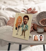 BK Gift Kişiye Özel Sevgililer Karikatürlü Dekoratif Ahşap Çerçeve Model 93