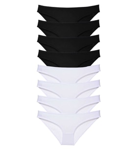Mulvxbrf Brf02 8 Adet Süper Eko Set Likralı Kadın Slip Külot Siyah Beyaz (Mulvix)
