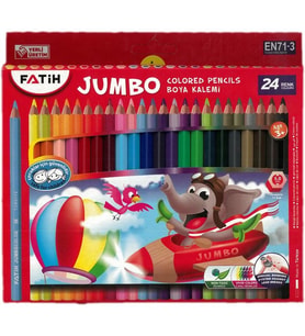 FATİH KURUBOYA KALEMİ JUMBO 24 RENK TAM BOY KARTON KUTU 33424