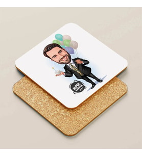 Kişiye Özel Doğum Günü Erkeği Karikatürlü Bardak Altlığı