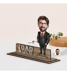 BK Gift Kişiye Özel 3D Kabartma İsimli Baba Karikatürlü Ahşap Biblo-9, Babaya Hediye, Babalar Günü Hediyeleri