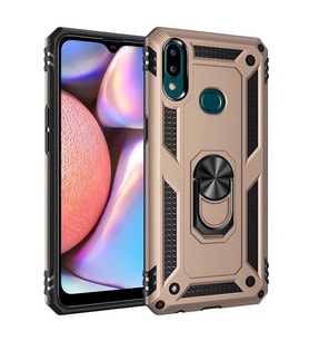Samsung Galaxy A10S Kılıf Metal For Car Yüzüklü Standlı Military Ring Serisi (Altın)