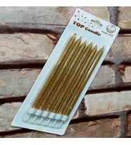 GOLD BIRTHDAY CANDLE VIP UZUN PARLAK METALİK SİMLİ GOLD PASTA MUMU 6 ADET GOLD DOĞUM GÜNÜ MUMU