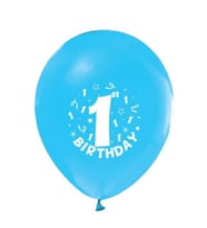 Balon baskılı 12 inc 1+1 happy birthday 1 yaş mavi pk:100-