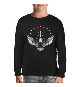 Kafkas Adige Bayraklı Karta Siyah Çocuk Sweatshirt
