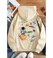 The Galaxy Baskılı Oversize Sweatshirt (Bej)