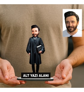 Kişiye Özel Avukat Karikatürlü 18 cm MDF Masaüstü Biblo - Avukat Hediyesi Avukata ve Hukukçuya Hediye