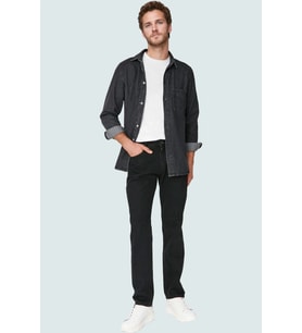 Erkek Pamuk Denim Pantolon Straight Fit Günlük Kombinler İçin Hafta Sonu Dayanıklı Malzeme (Siyah)