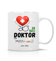 Kişiye özel En Tatlı Doktor Tasarım Hediye Çay Kahve Kupa Bardak-Sağlıkçı Doktora Hediye-015