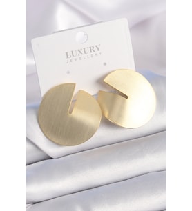 Pirinç Gold Renk Daire Plaka Model Kadın Küpe