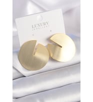 Pirinç Gold Renk Daire Plaka Model Kadın Küpe