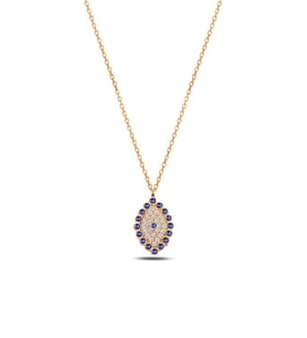 Zirkon Taşlı Rose Göz Model Kadın Gümüş Kolye GKLGOZMODL2-ROS