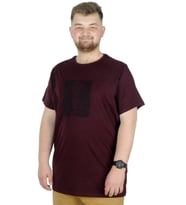 Mode XL Erkek T-Shirt Bis Yaka Mountain 22101 Mürdüm